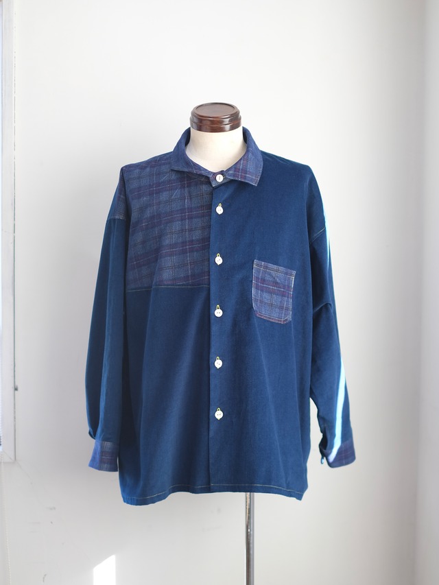 ［図鑑］アシンメトリーパッチワークシャツ