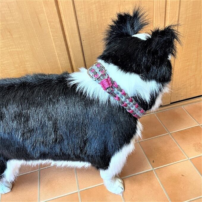 キット]犬猫達の皮膚に優しい首輪＃184トリプルハート編み中型・大型犬