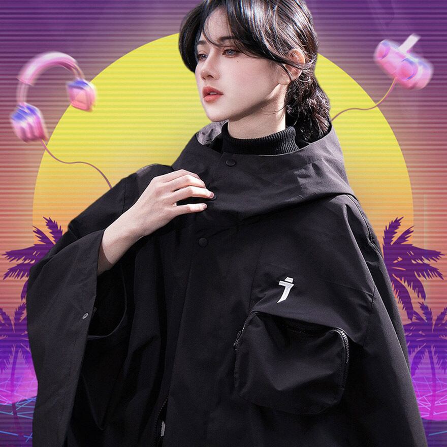 サイバーパンク ジャケット フード付き ゆったり ユニセックス パンク