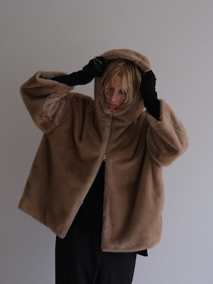 eco fur hoodie blouson (beige)