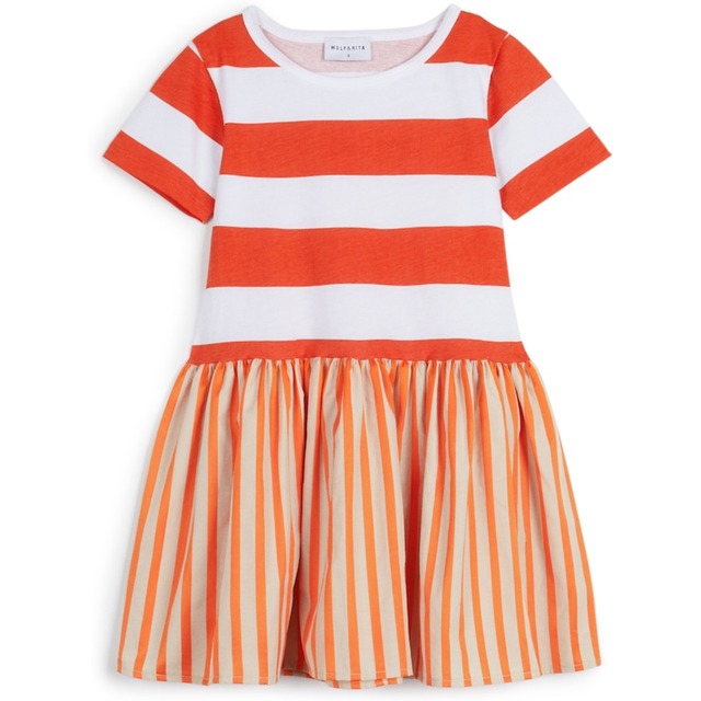 【22SS】wolf&rita(ウルフアンドリタ)MERCEDES DRESS ORANGE STRIPES ワンピース