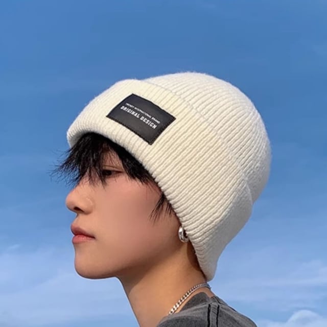 予約販売】ニット帽 ワッチ ロールアップ メンズ ホワイト 白 タグ