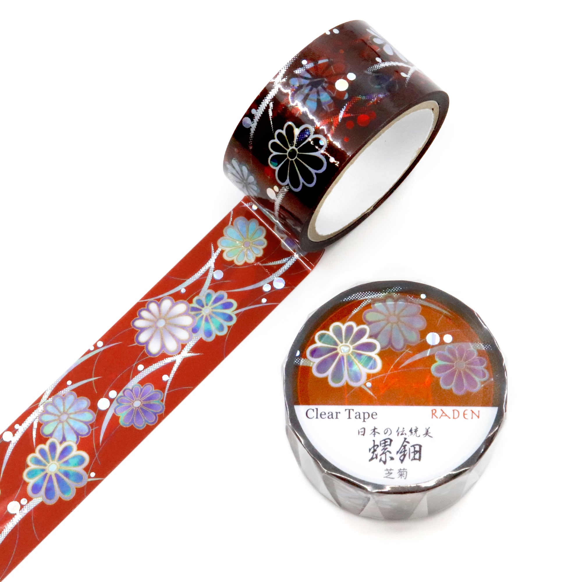 日本の伝統美☆螺鈿クリアテープ☆GR-4101☆芝菊☆ホログラム箔☆20mm