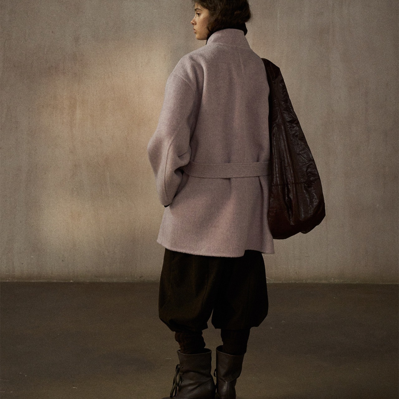 Wool Belted Robe Coat T3831