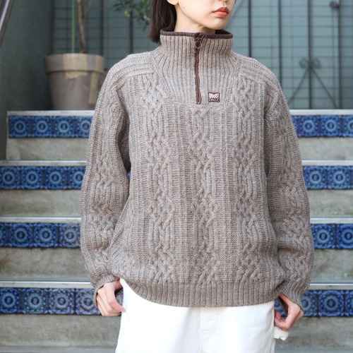 EU VINTAGE DALE OF NORWAY HALF ZIP CABLE DESIGN KNIT MADE IN NORWAY/ヨーロッパ古着ハーフジップケーブルデザインニット