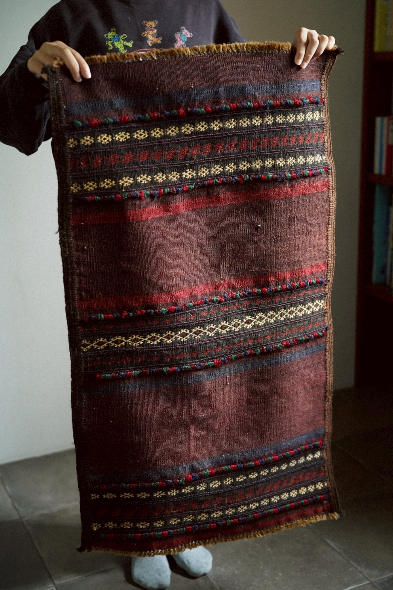 1842-Vintage Afghan Mokhari killim