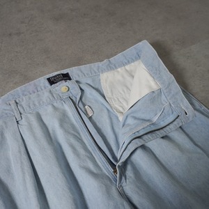 90s USA製 Polo by Ralph Lauren Double-pleated chambray pants [W37L31相当] 古着