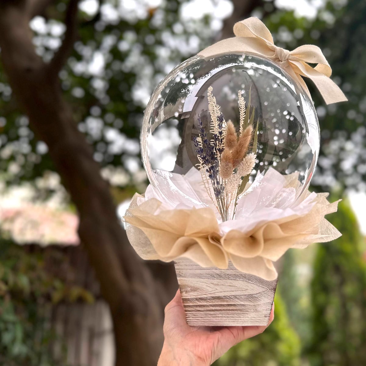 ラベンダー バルーンフラワー アンティークアレンジ 名入れ 文字入れ