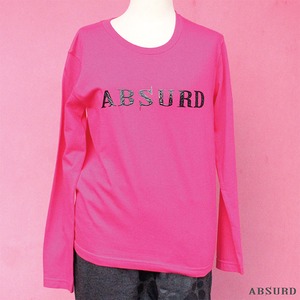 【数量限定!】 ABSURD ロングＴシャツ  メンズ レディース サイズXS M 光沢 黒  ロンT  ピンク Pink  モルタルプリント アブサード ロゴ LO-LO（P）