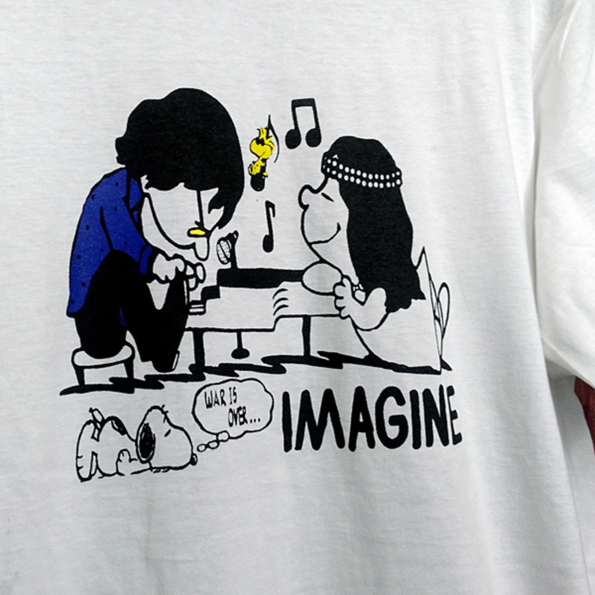 ジョンレノン＆スヌーピー＆ヨーコ IMAGINE 半袖白色 Tシャツ 選べる6 