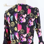 フラメンコ 衣装 ブラウス トップス ブラック系 ピンク系 パープル系 黒 紫 ピンク 柄 模様 賑やか 華やか ダンス パーティ 発表会 フラメンコ用 レディース カラフル 模様入り 個性的 フォーマル イベント用 パーティー用