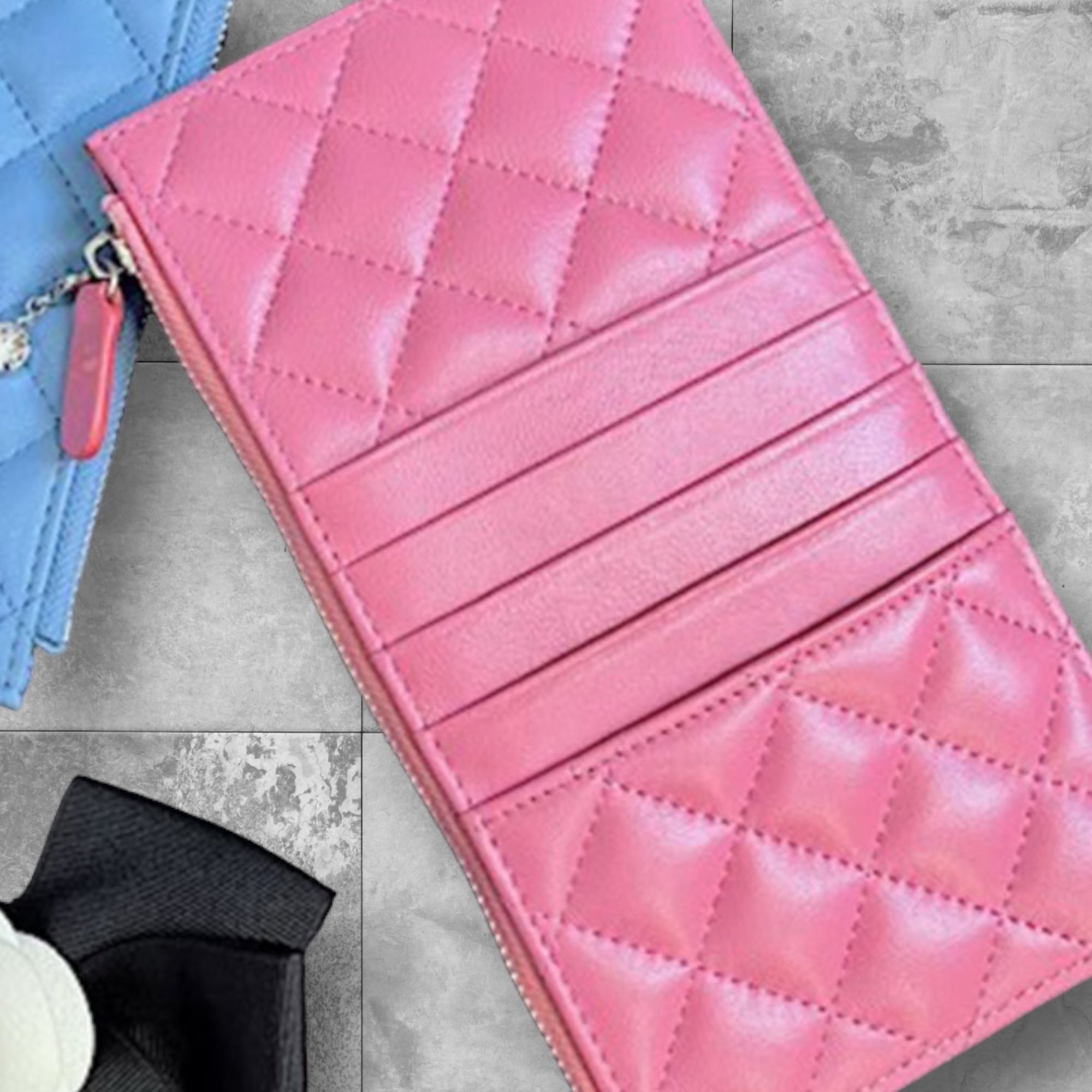 FINAL SALE★pc0036- ラムスキンマルチ財布《ビジューチャーム》