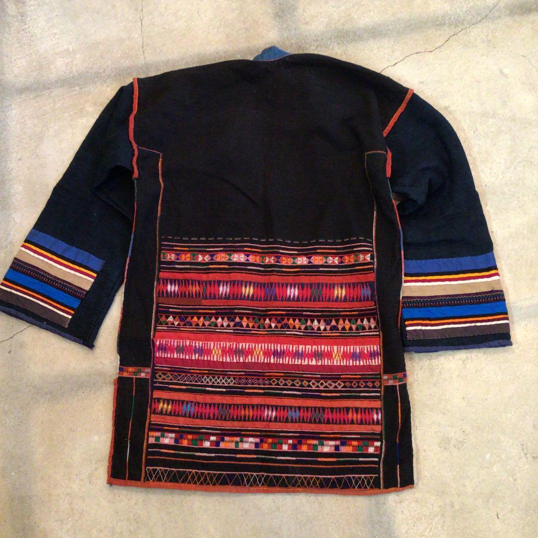 タイ　アカ族　藍染　刺繍　アンティークジャケット