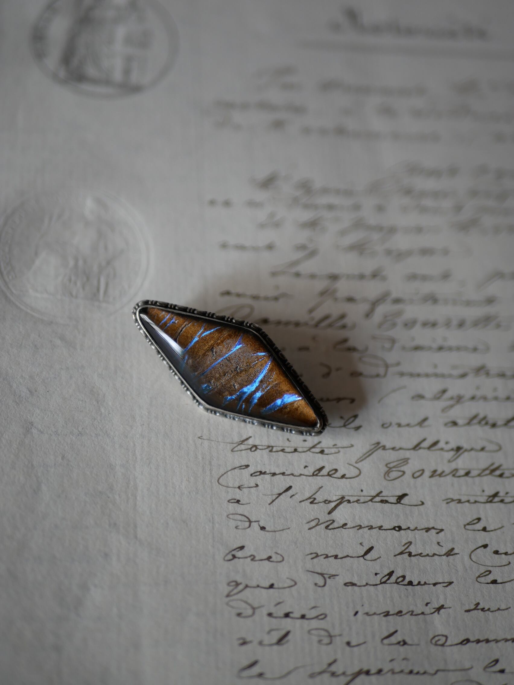 スターリングシルバー モルフォ蝶 ヴィンテージブローチ バタフライ イギリスヴィンテージ