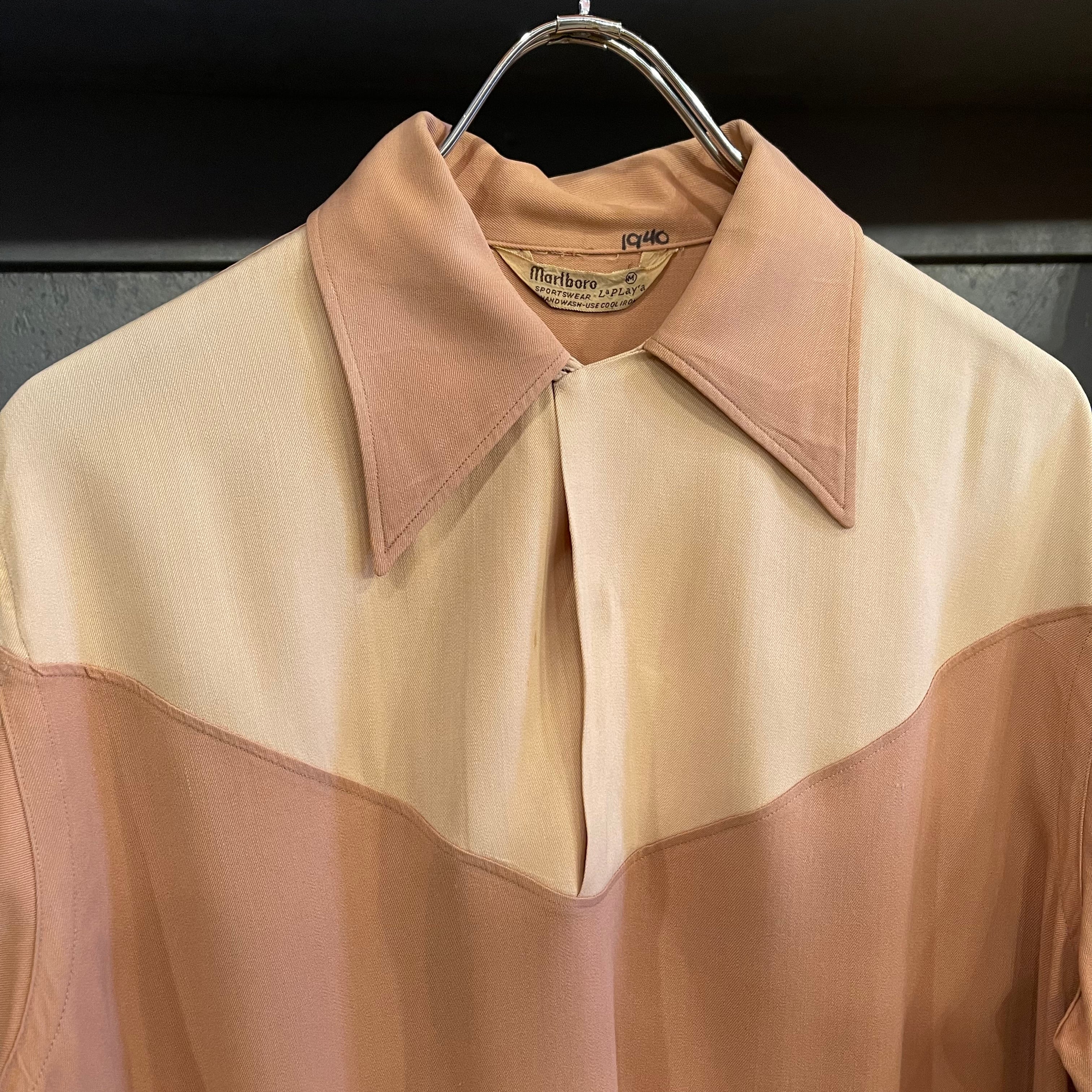 50s marlboro cotton rayon shirt ベージュピンク 50s marlboro cotton rayon shirt ベージュピンク 50s marlboro