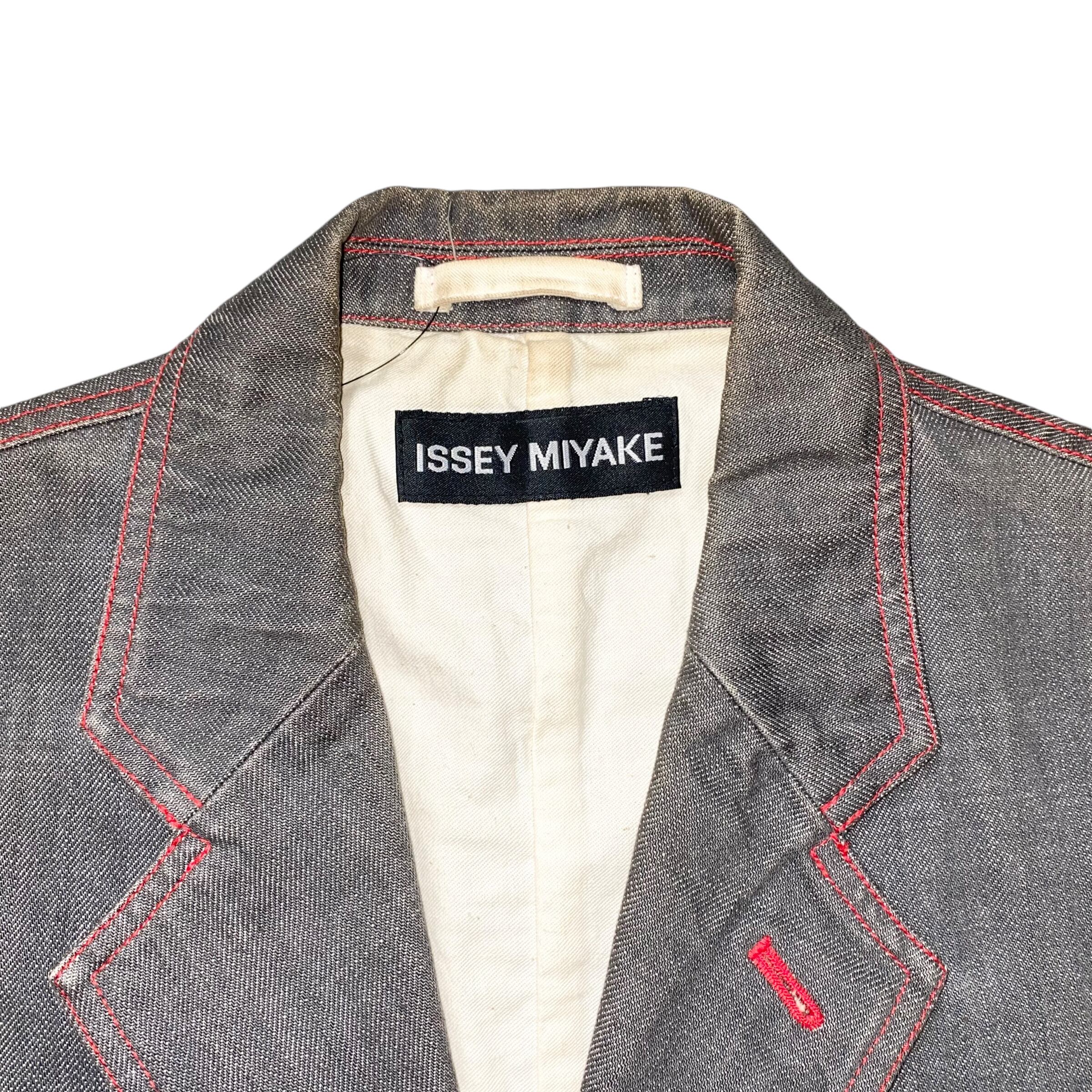 2003SS ISSEY MIYAKE MEN red switching black denim tailored jacket