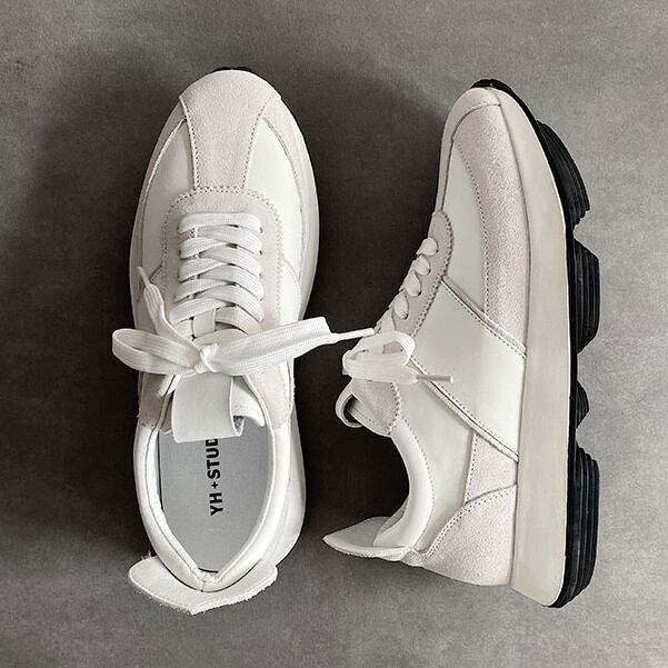 【予約販売】スニーカー 韓国 メンズ スニーカー 厚底 靴 ホワイト シンプル お洒落 カジュアル ストリート 24cm/24.5cm/25cm/25.5cm/26cm/26.5cm