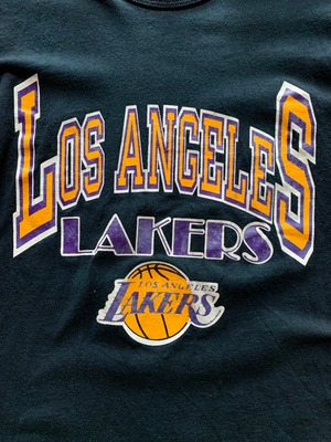 80's トリコタグ チャンピオン ''LOS ANGELES LAKERS'' プリントTシャツ ブラック 表記(L)