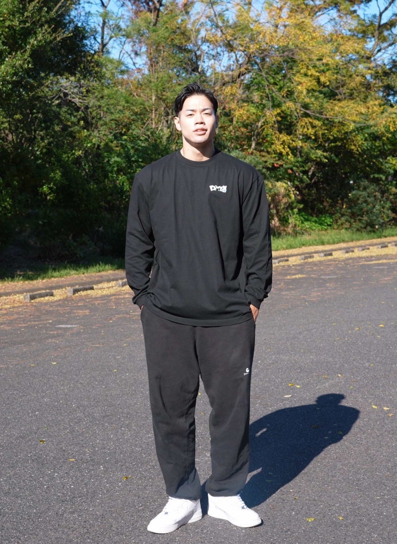 長袖Tシャツ "DMS"【ブラック】《S-XL》