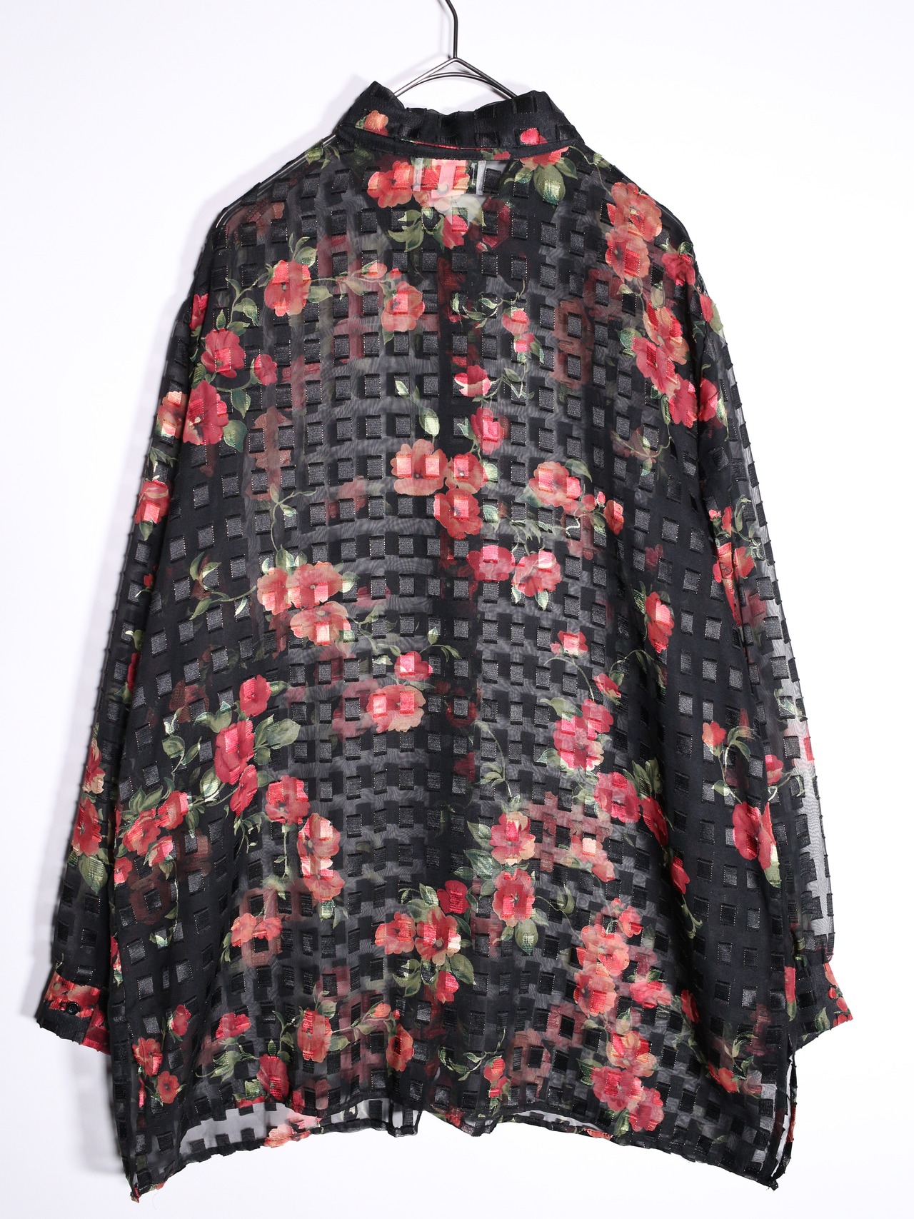 beautiful flower pattern over size sheer shirt - 14