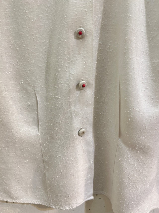 50's vermillion beads clear rhinestone blouse