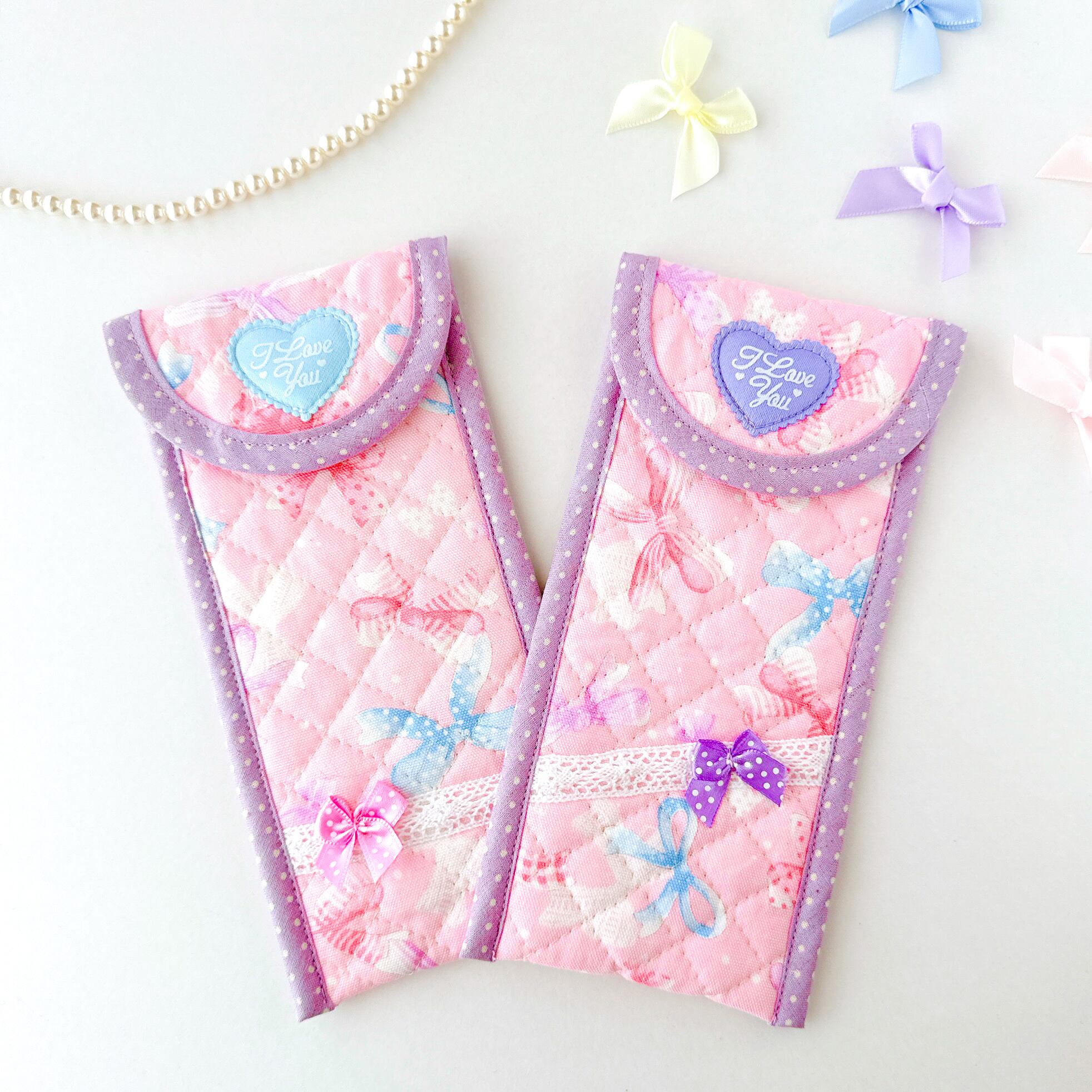 キルティング粘土ベラケース・はさみ袋『ピンクリボン』カトラリー