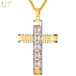 レディース ネックレス 大きい クロス 2トーン カラー ステンレス キュービック ジルコニア キリスト 80001744