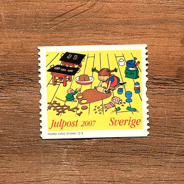 切手（未使用）「2007年版 クリスマス切手：長くつ下のピッピのジンジャークッキー焼き（2007）」