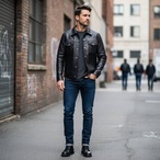 TOUR RECORD トラッカージャケット ホースレザー メンズ ブラック Lサイズ