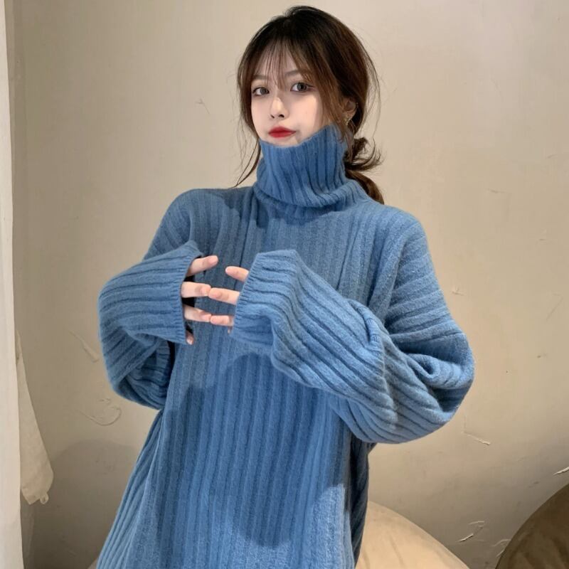 セーター スプリングオータムスタイルルーズニットトップス ロング 春物 秋物 1号婦人83205126648