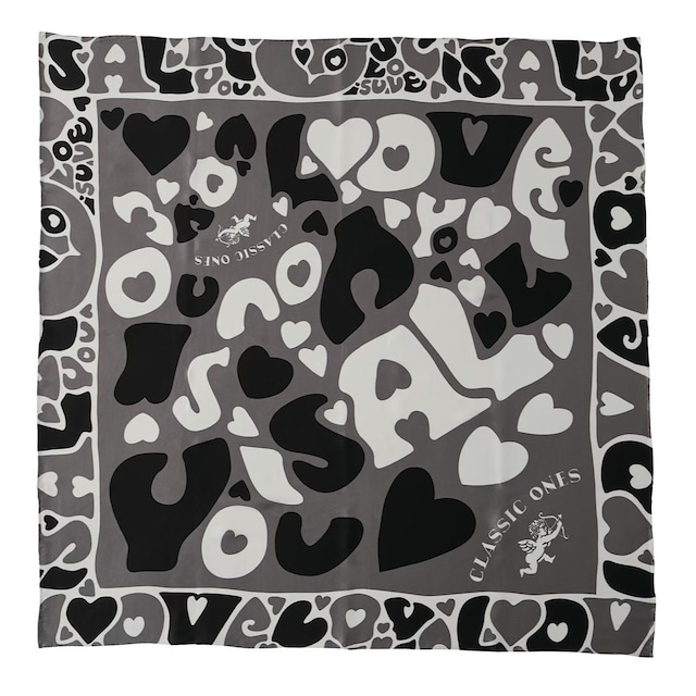 SILK SCARF (LOVE) -GRAY-