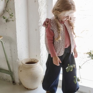 秋レースフリルリブTシャツ