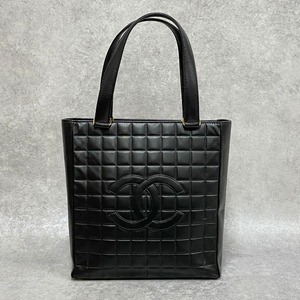 CHANEL シャネル チョコバー トートバッグ ラムスキン ブラック 6070-202202