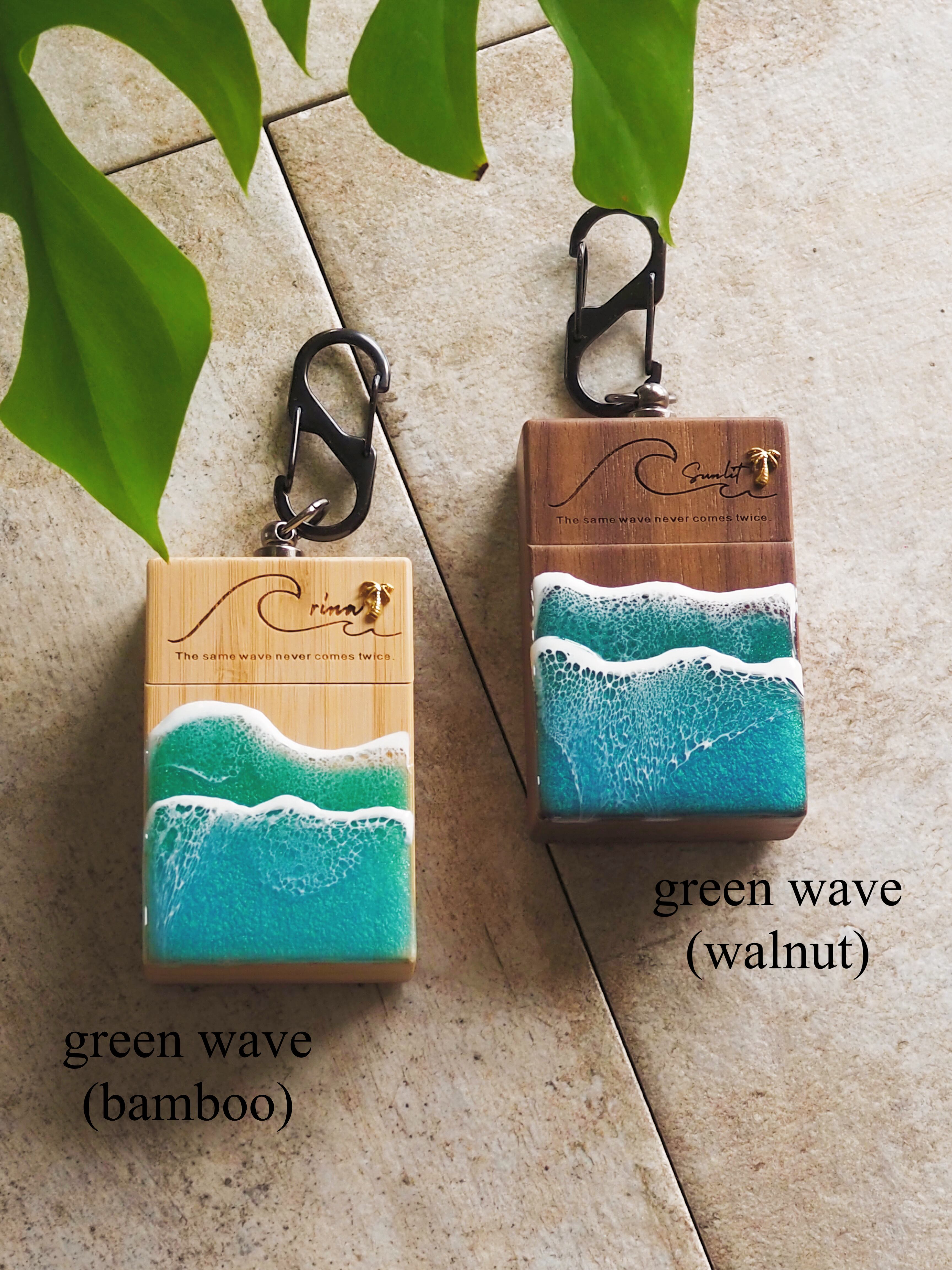 Wood portable ash tray(wood×wave resin) | ALOHA GLASS