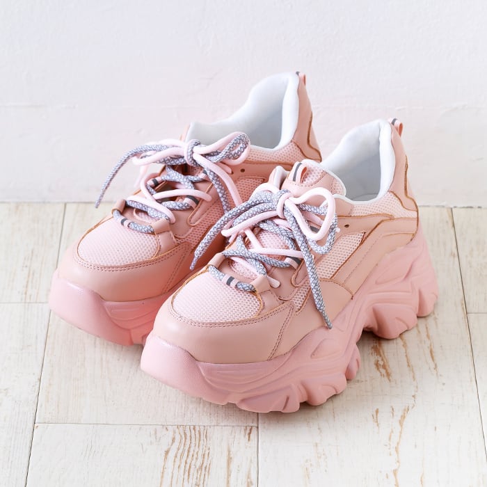 【新品未使用】ピンク 23cm エスパドリーユ スニーカー 厚底ダッドスニーカー(313-1326)[510A] | attagirl