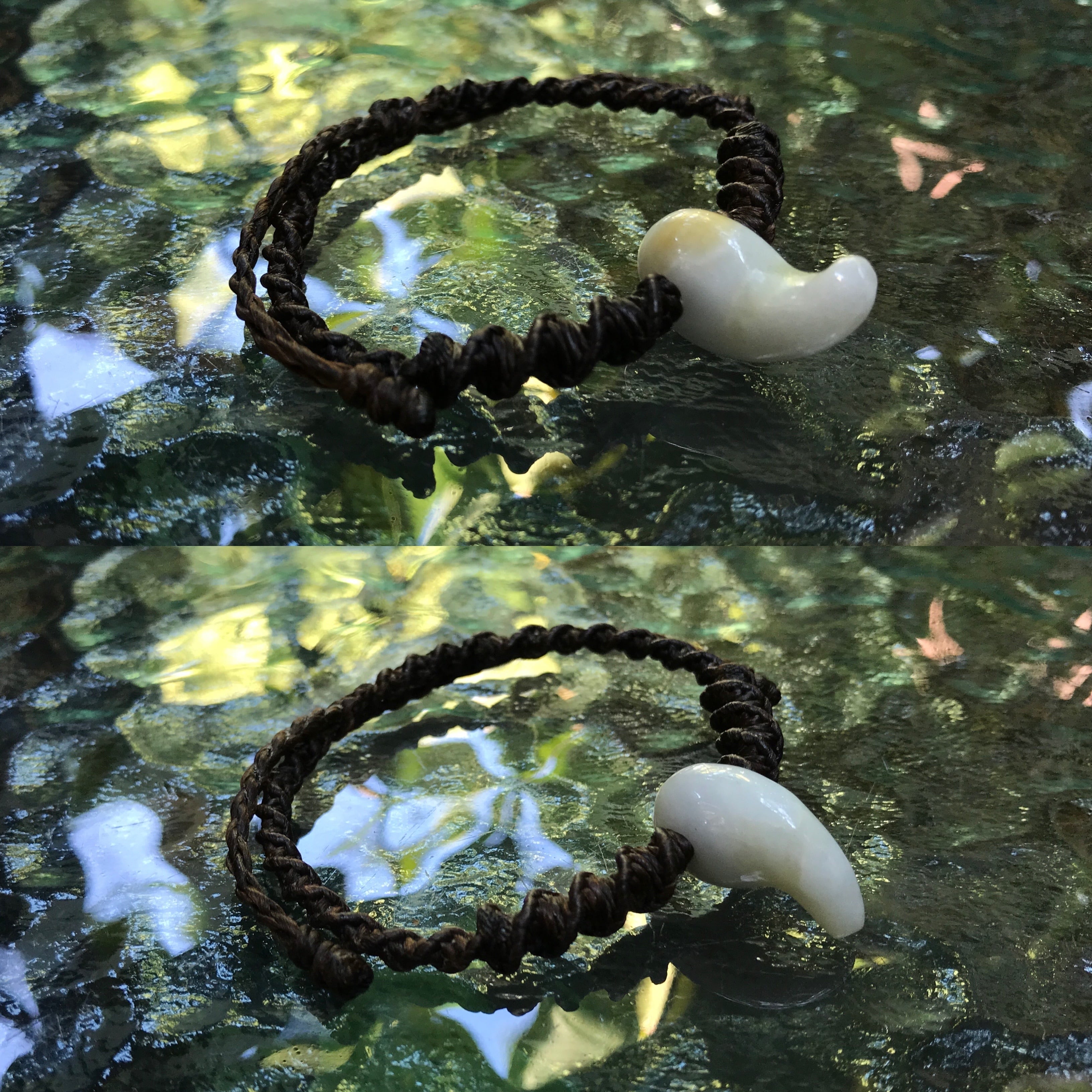 NU JOMON SERIES MAGA TAMA - JADE BRACELET WHITE 天然翡翠 勾玉