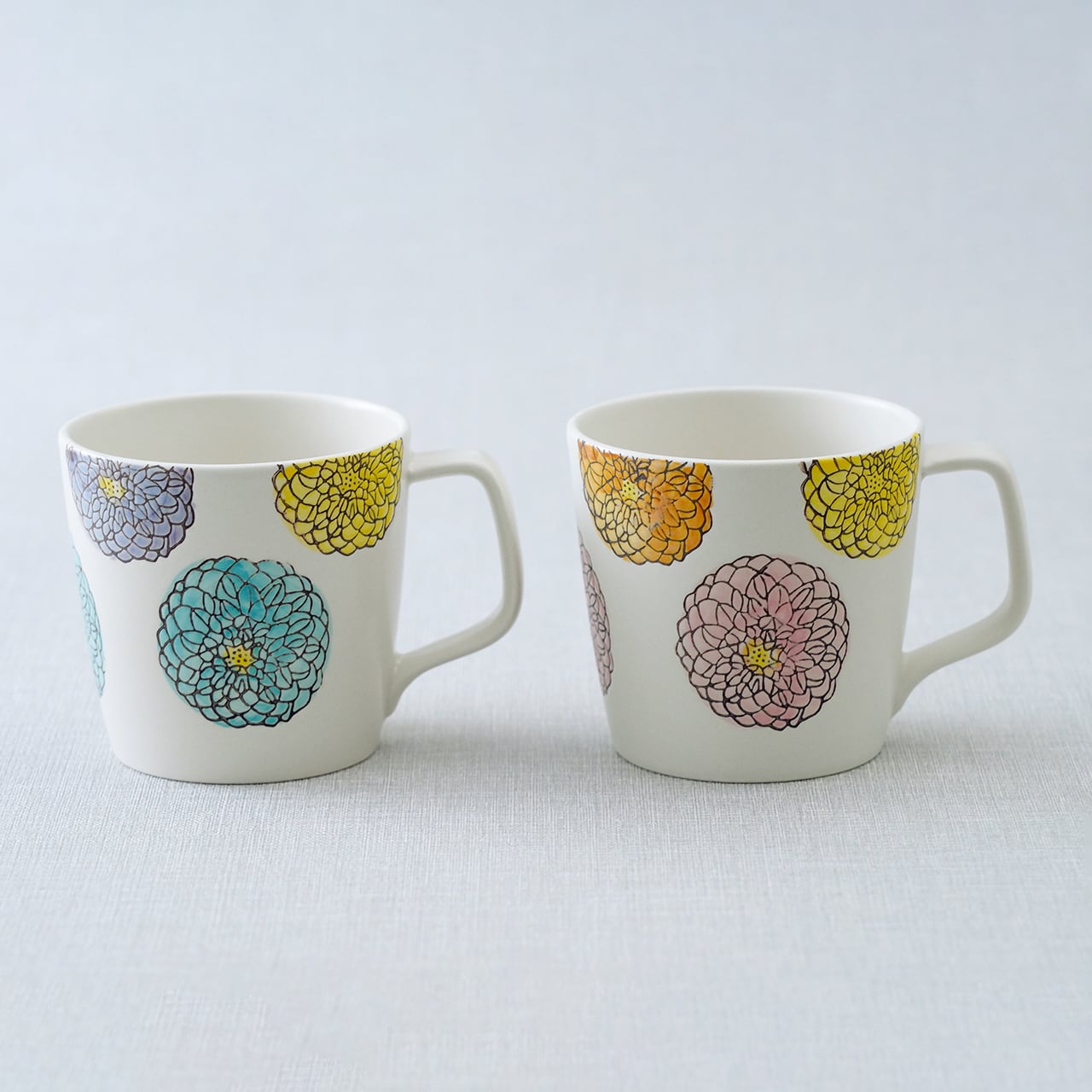 花花マグカップ（ブルー・ピンク） | 菊祥陶器／工房祥sho～ Kikusho