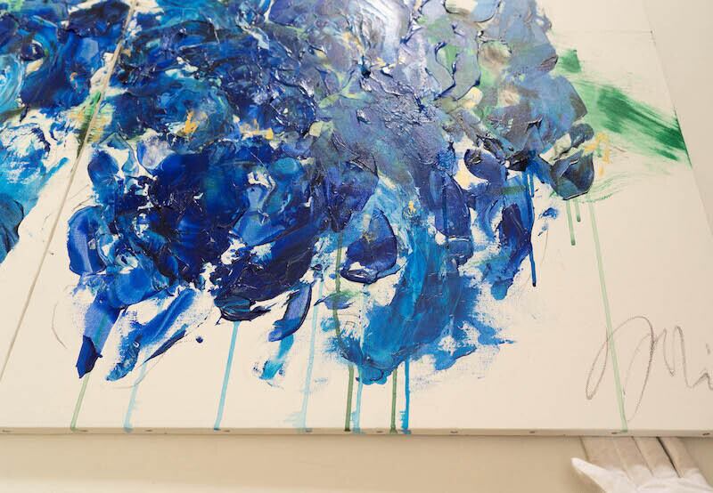 Flowers / 青い花をテーマにした現代アート作品 2連キャンバス 絵画