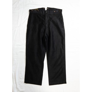 1930s "Le Mont St Michel" Light Black Moleskin Work Trousers with Metal Buttons, Dead Stock