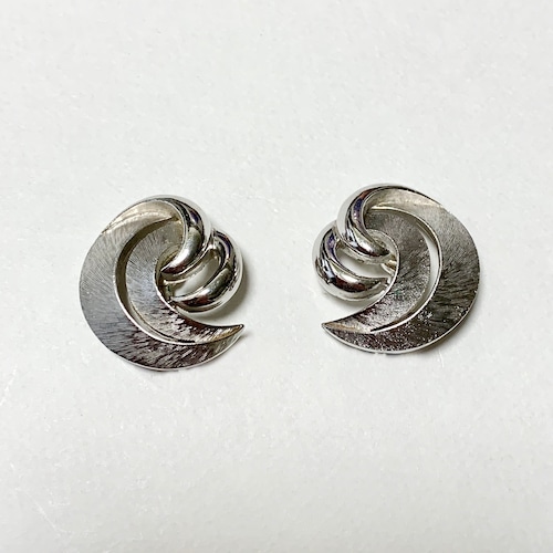 Vintage Trifari Silver Tone Modernist Earrings