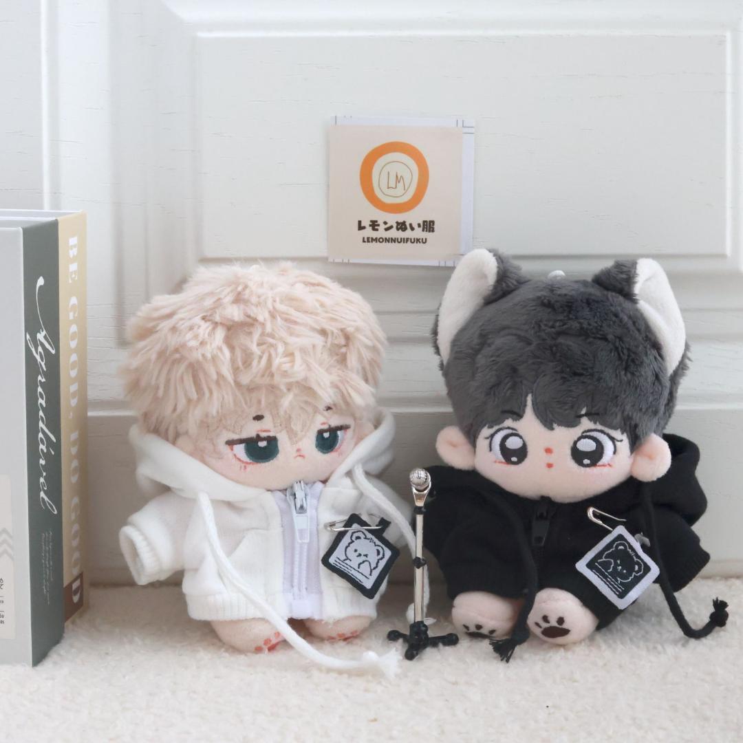 10cm ぬいぐるみ服 着せ替え お出かけ ジャージセット 激かわ 黒 ぬい