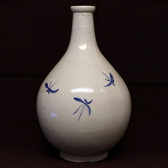 花器・花瓶・焼物・手描き・青色染付・フラワーベース・No.181104-37
