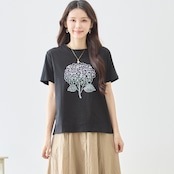 TRUBE アジサイラインストーンデコTシャツ【M~L】ブラック