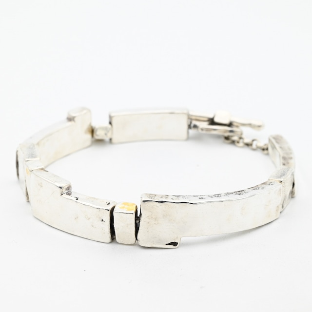 Hammered Thick Bar Design Link Bracelet / Denmark