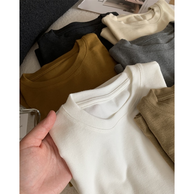 【リブニットクルーネック長袖カットソー】P00239