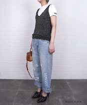 【直営限定ITEM】Wハートパッチラメキャミソール (BLACK) CQ-46122H