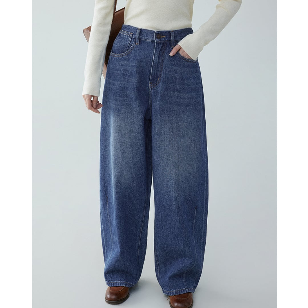 high waist loose fitting wide leg jeans