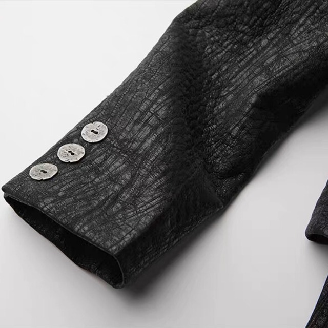 Cracked texture asymmetry fitted jacket C1371