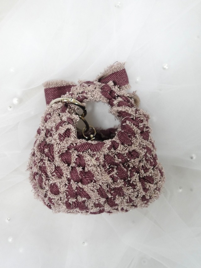 【プレ販売 】triangle denim ribbon bag micro / 510 red