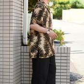 fake leopard pattern open collar shirt